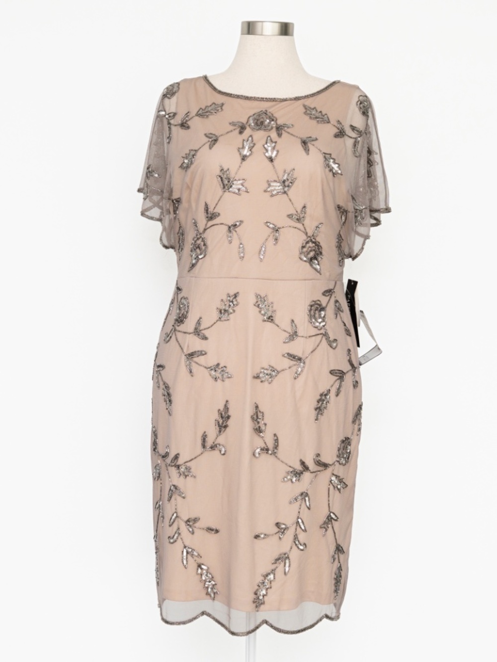 Adrianna Papell Studio - Beaded Flutter-Sleeve Sheath Dress